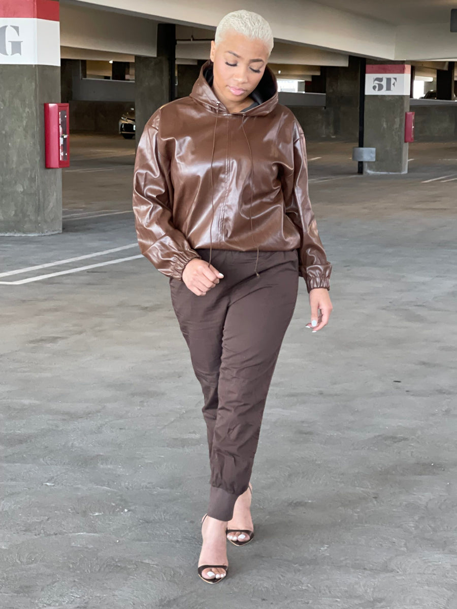 Browntown | Faux Leather Pullover